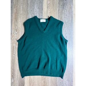 Lord Jeff Sweater Vest Mens XL Green Lambswool V-Neck Vintage Made in USA 1697